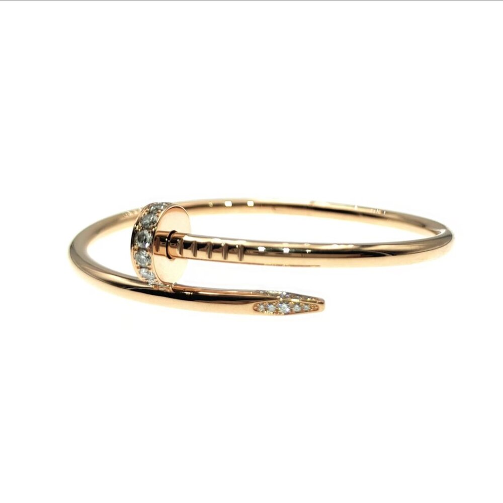 Cartier Juste un Clou Bracelet 18K Rose Gold with Diamonds Size 16 - Picture 3 of 14